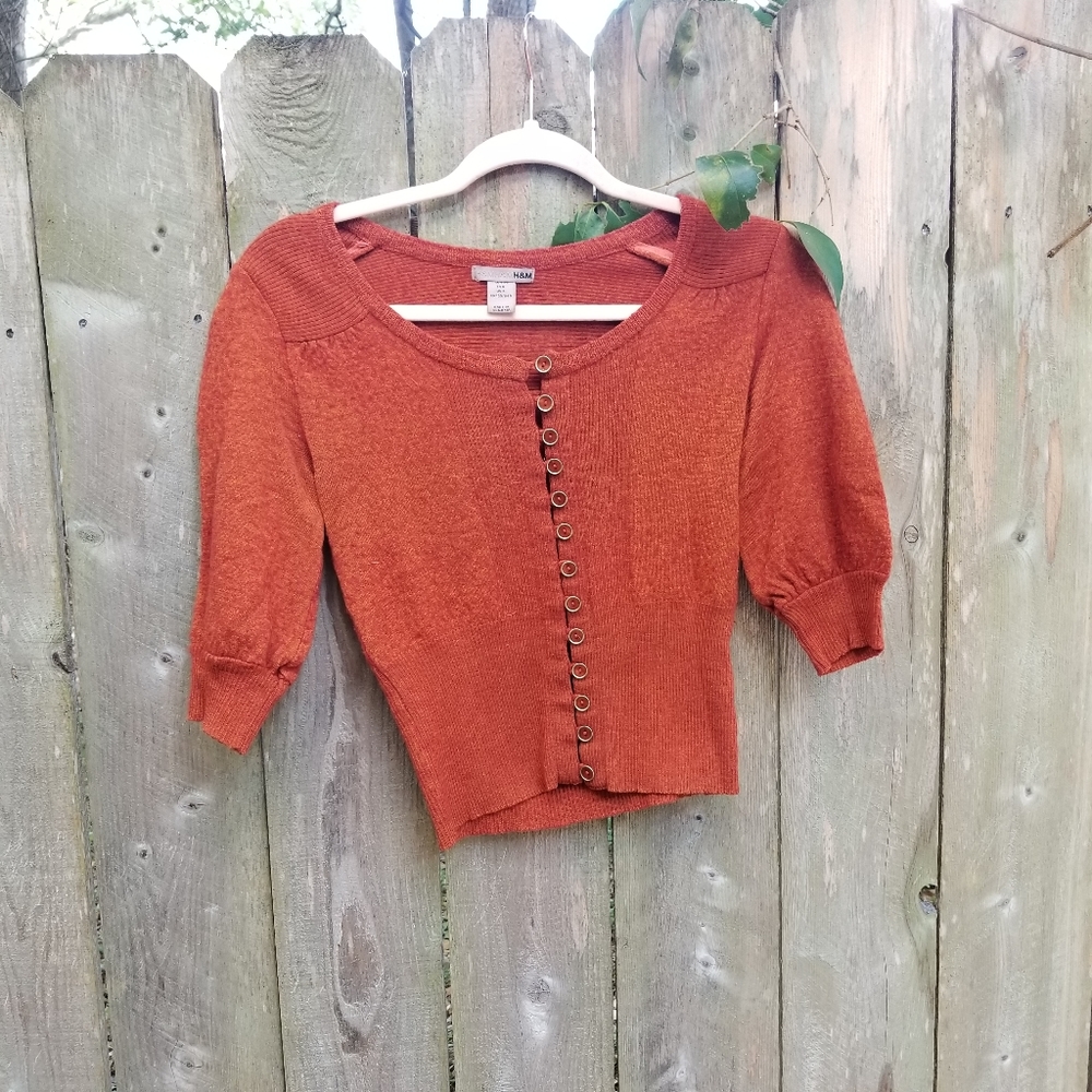 Cropped Rust Cardigan